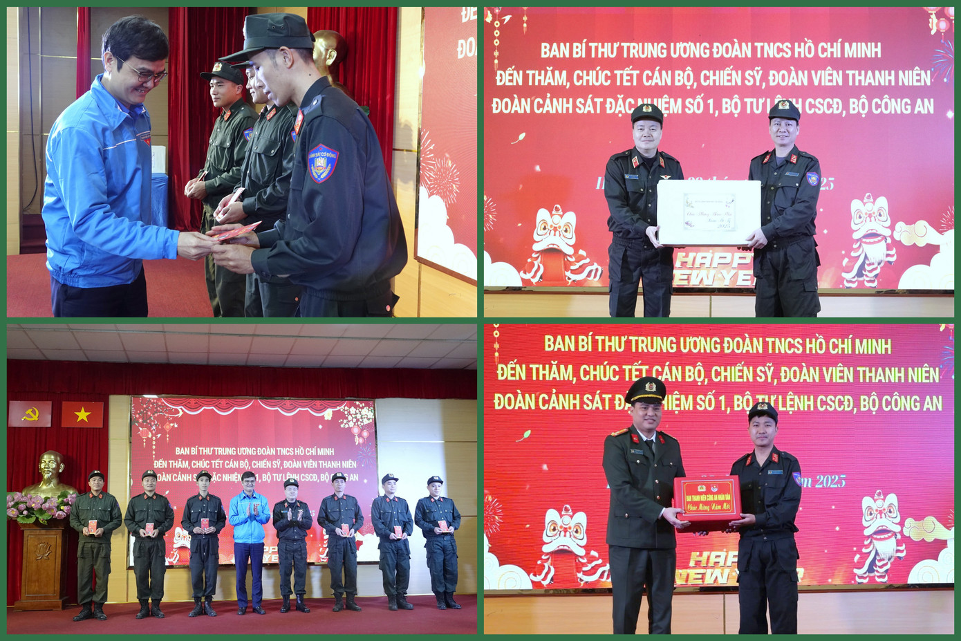 Anh Bùi Quang Huy cùng lãnh đạo Bộ Tư lệnh Cảnh sát cơ động, Ban Thanh niên Công an nhân dân trao lì xì, quà Tết tặng cán bộ, ĐVTN Đoàn Cảnh sát đặc nhiệm số 1. Anh Bùi Quang Huy cùng lãnh đạo Bộ Tư lệnh Cảnh sát cơ động, Ban Thanh niên Công an nhân dân trao lì xì, quà Tết tặng cán bộ, ĐVTN Đoàn Cảnh sát đặc nhiệm số 1.