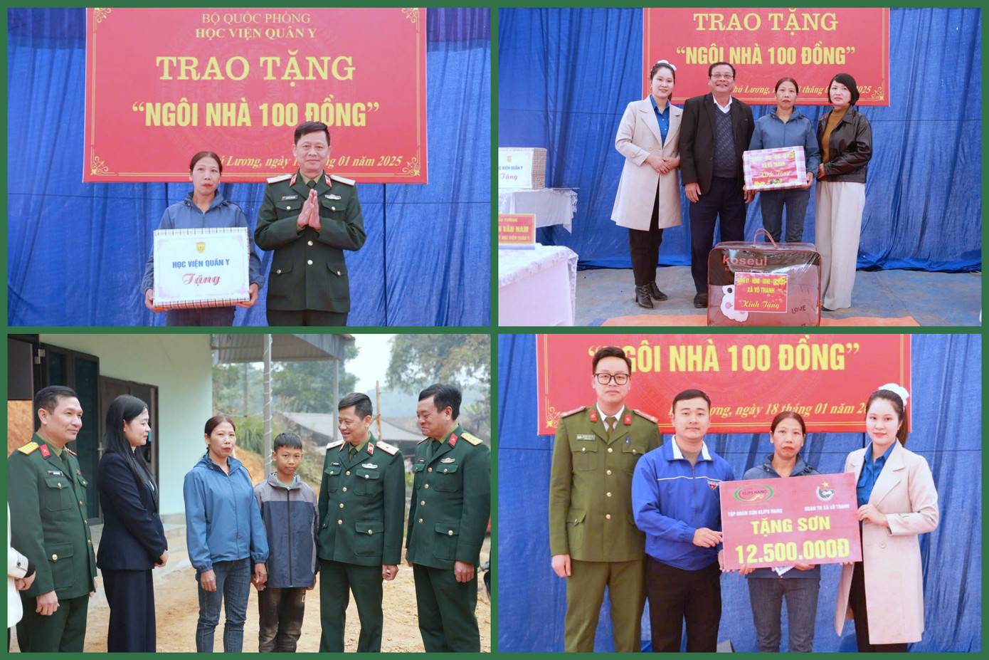 Học viện Quân y cùng cấp ủy, chính quyền, Đoàn thanh niên địa phương và nhà hảo tâm trao tặng các phần quà cho gia đình bà Lâm Thị Quýt. Học viện Quân y cùng cấp ủy, chính quyền, Đoàn thanh niên địa phương và nhà hảo tâm trao tặng các phần quà cho gia đình bà Lâm Thị Quýt.