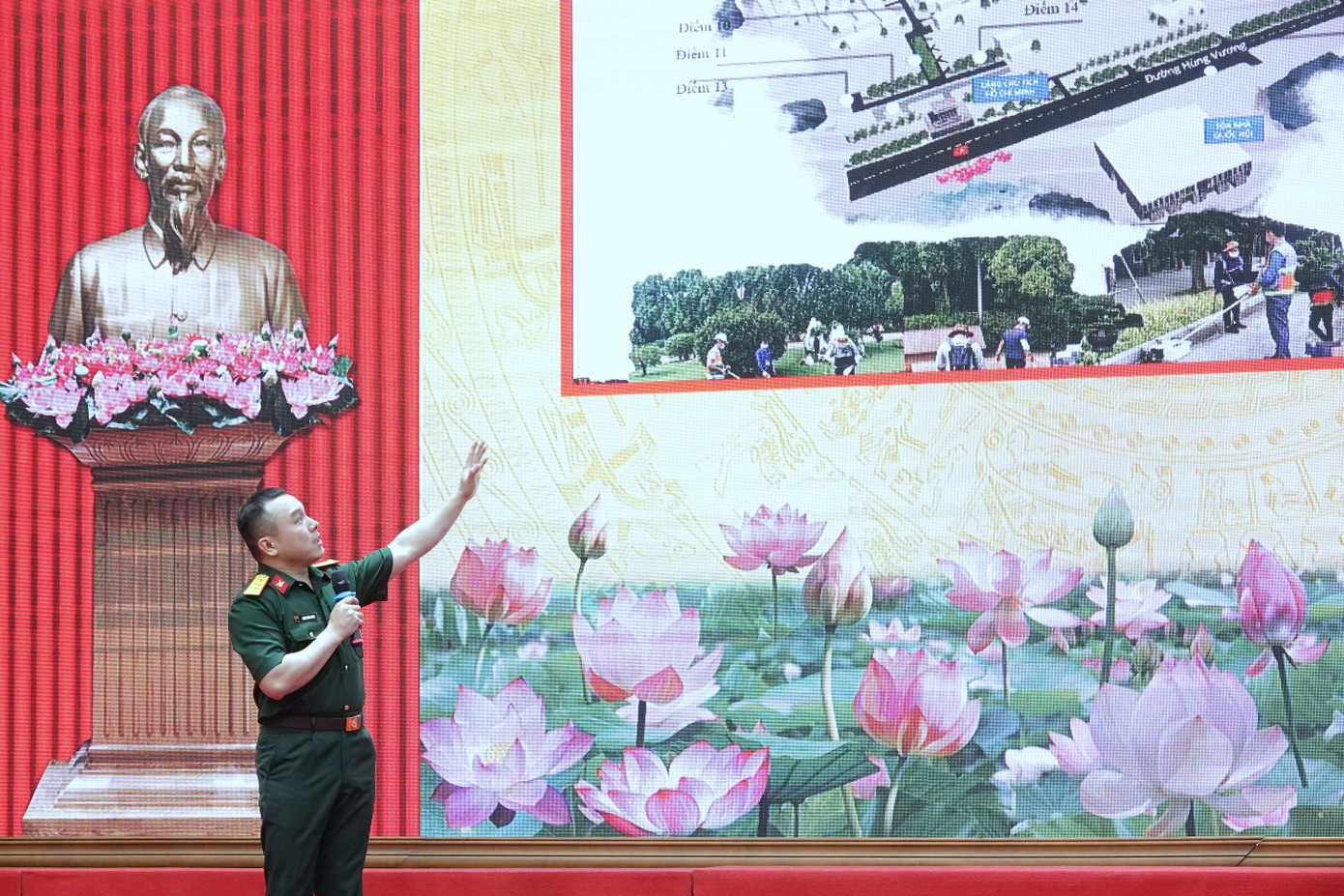 Tại chương trình, các nhà khoa học trẻ áo lính của Tổng cục HC-KT đã chia sẻ về những đề tài nghiên cứu sáng tạo, hữu ích.