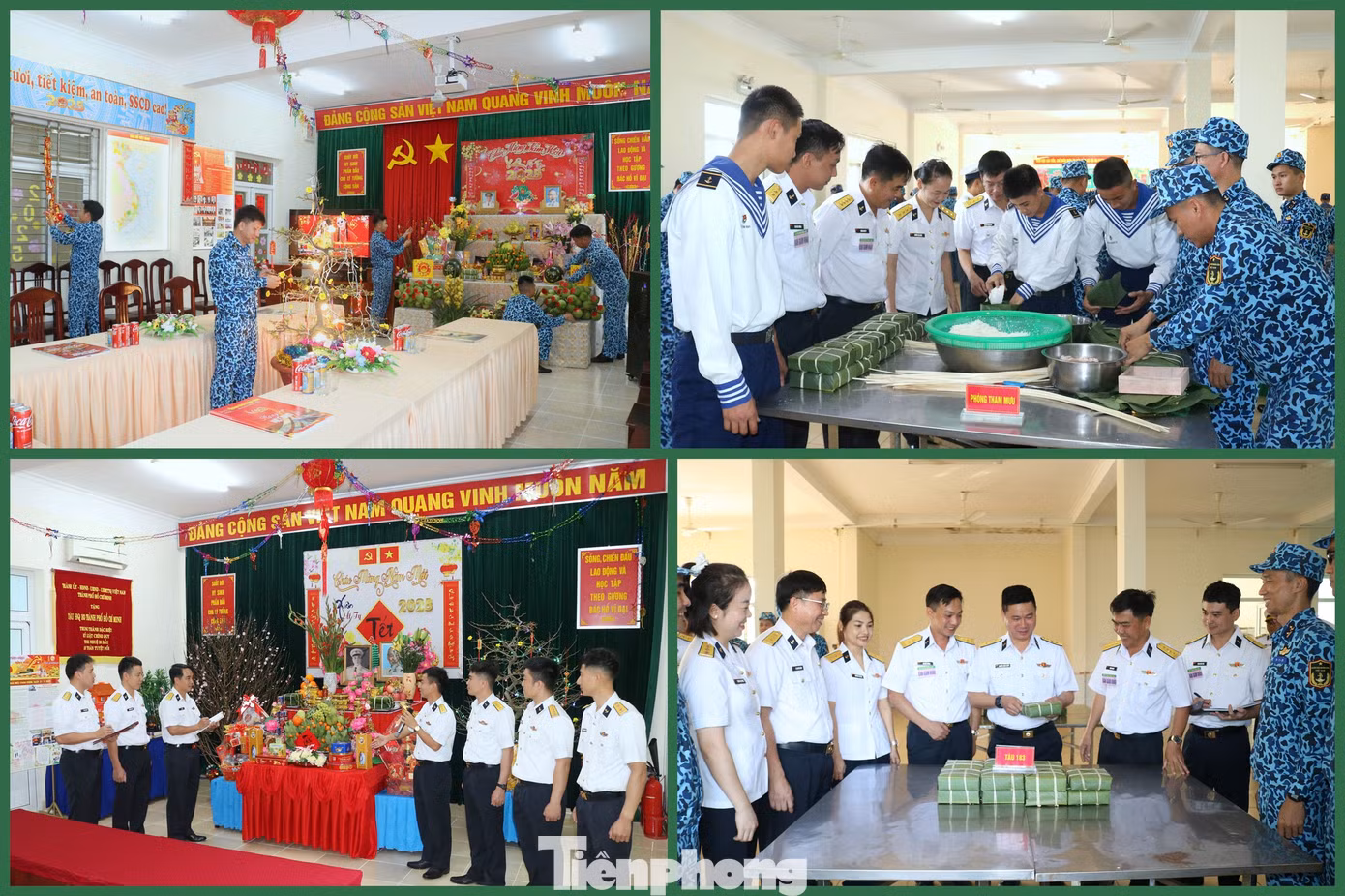 Các hoạt động trang trí phòng đón xuân và thi gói bánh chưng xanh của cán bộ, chiến sĩ Lữ đoàn 189.