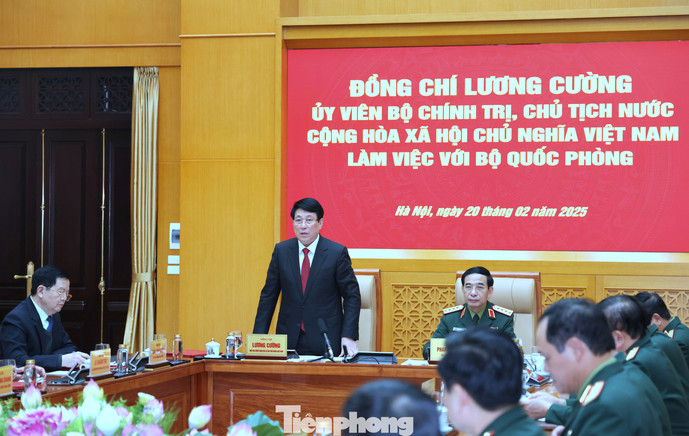 Chủ tịch nước Lương Cường phát biểu tại buổi làm việc.