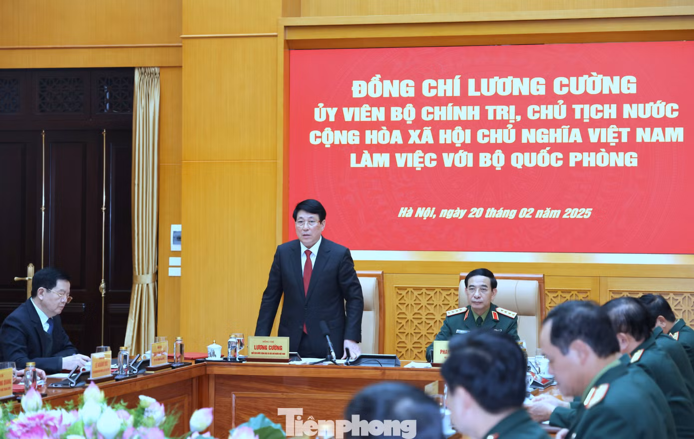 Chủ tịch nước Lương Cường phát biểu tại buổi làm việc. Chủ tịch nước Lương Cường phát biểu tại buổi làm việc.