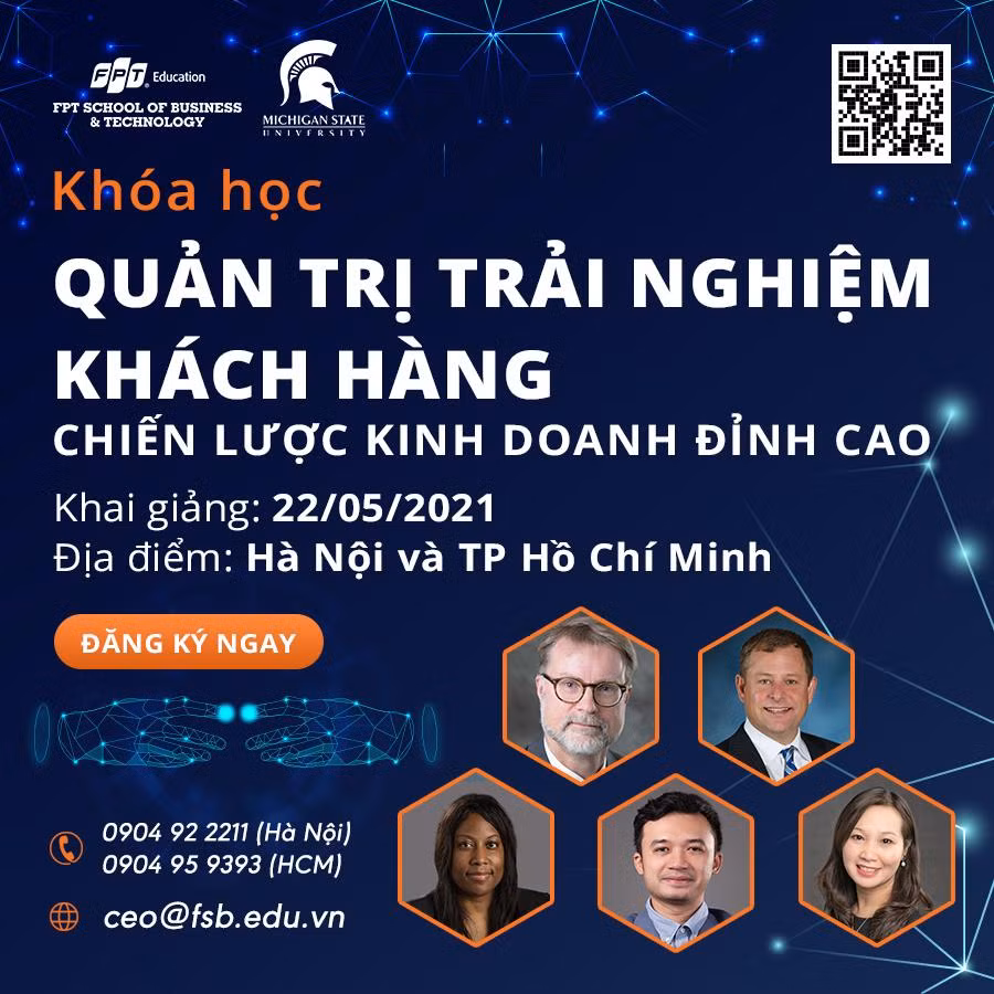 Học viên tham gia khoá học Quản trị trải nghiệm khách hàng được tương tác trực tiếp với giảng viên Quốc tế thông qua hình thức học từ xa.