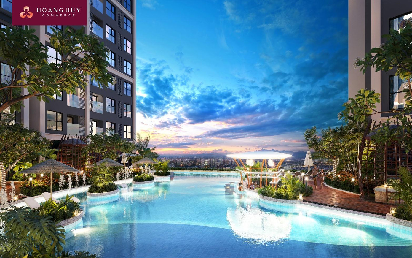 Bể bơi vô cực đầu tiên tại Hải Phòng vớii pool bar sôi động về đêm