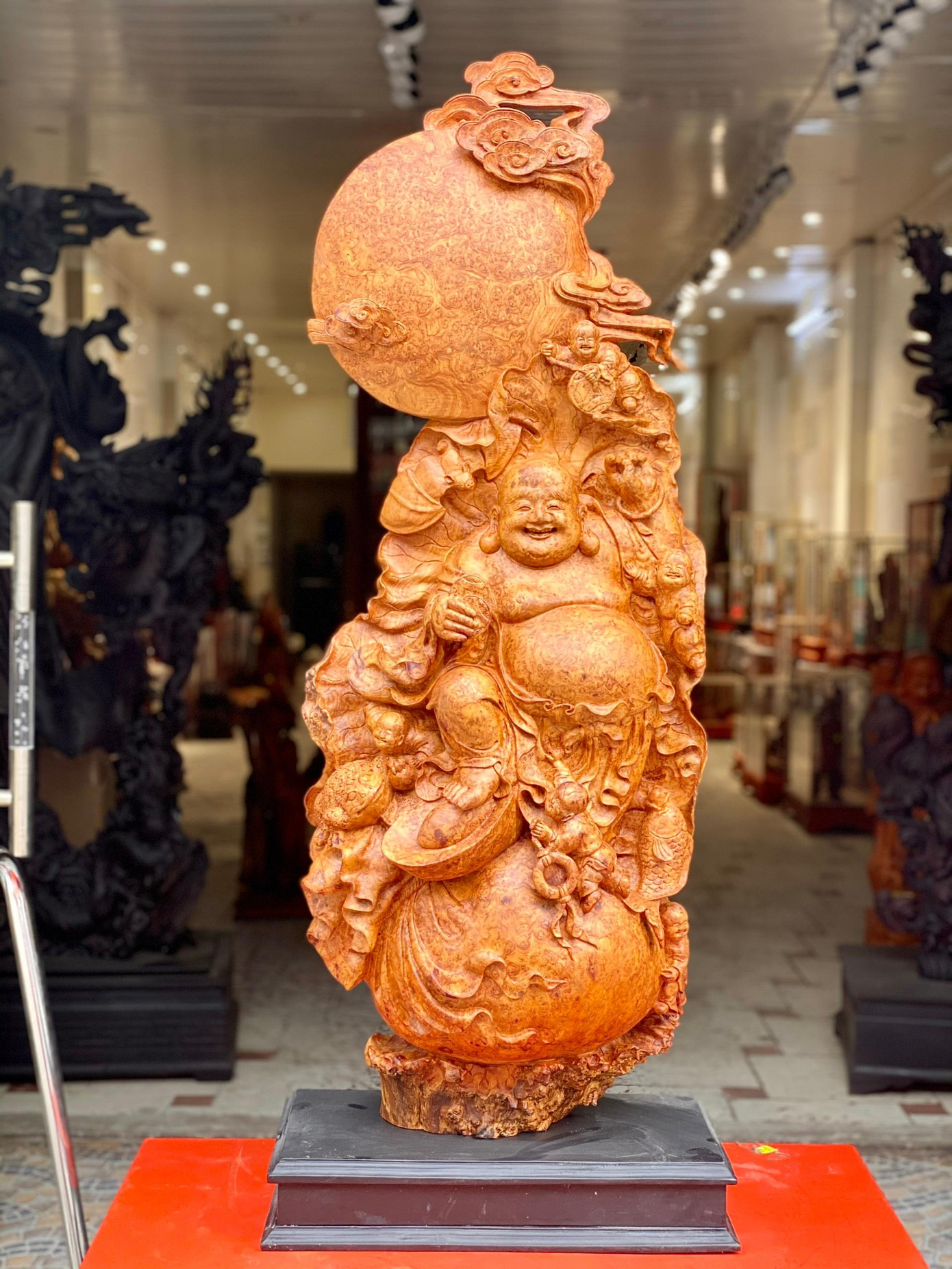 Tác phẩm phật di lặc 5 tiểu gỗ nu hương