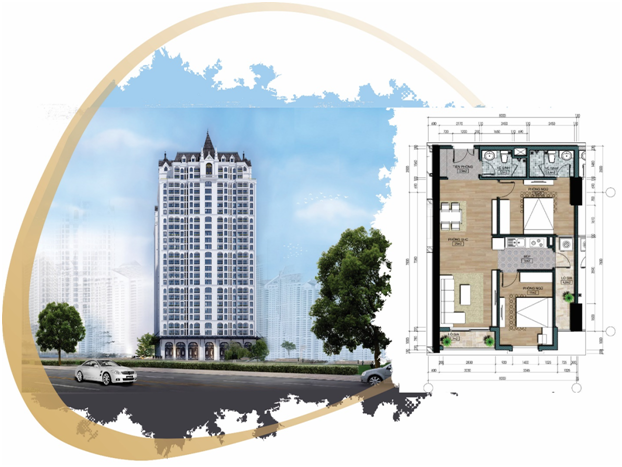 Tòa nhà HH3, kèm theo mặt bằng tổng thể căn hộ 2 phòng ngủ điển hình 76m2 Dự án The Jade Orchid