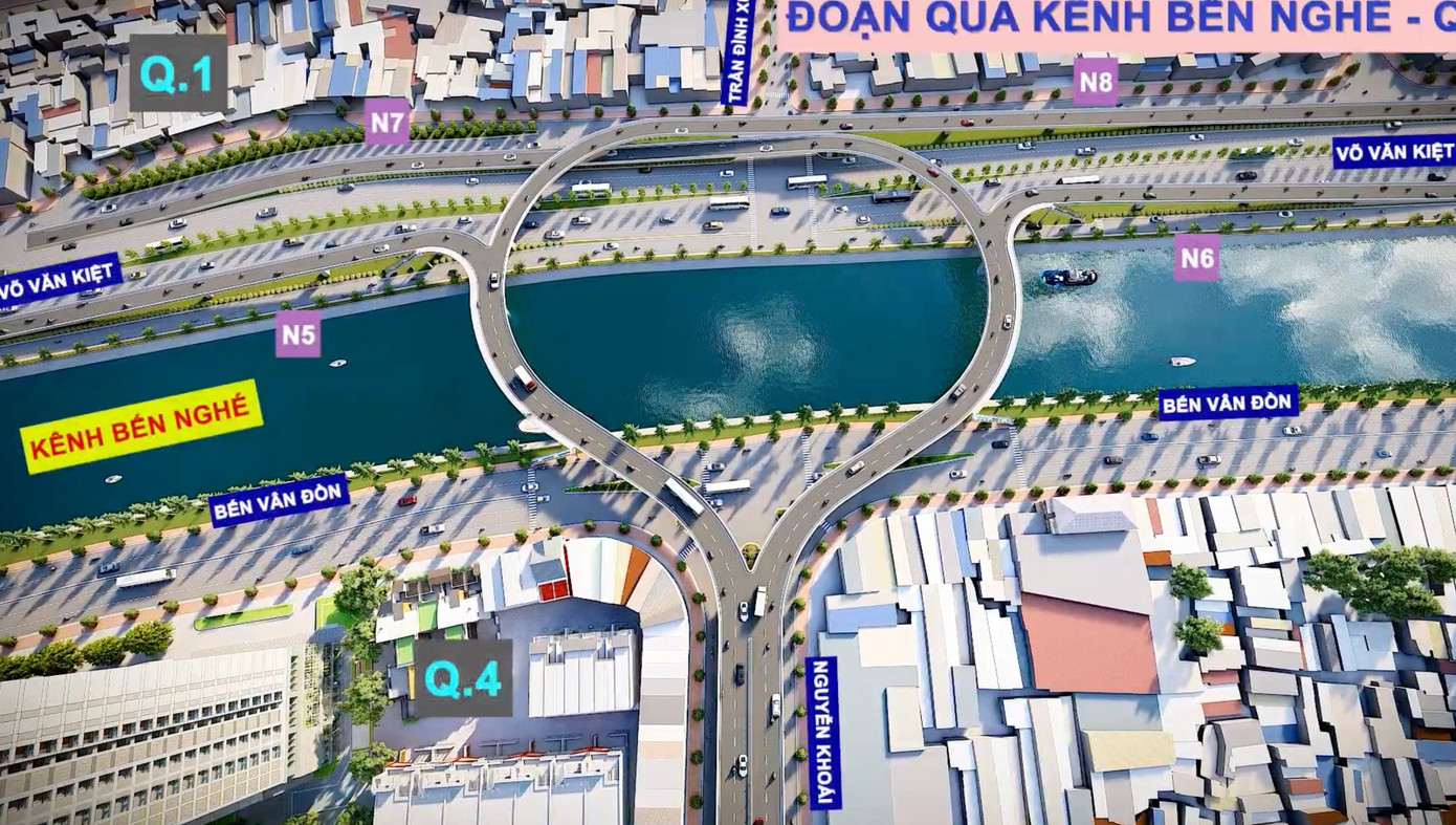 Trong khi đó, hai nhánh N5, N6 kết nối từ cầu Nguyễn Khoái - Trần Đình Xu lên xuống từ đường Võ Văn Kiệt. Trong khi đó, hai nhánh N5, N6 kết nối từ cầu Nguyễn Khoái - Trần Đình Xu lên xuống từ đường Võ Văn Kiệt.