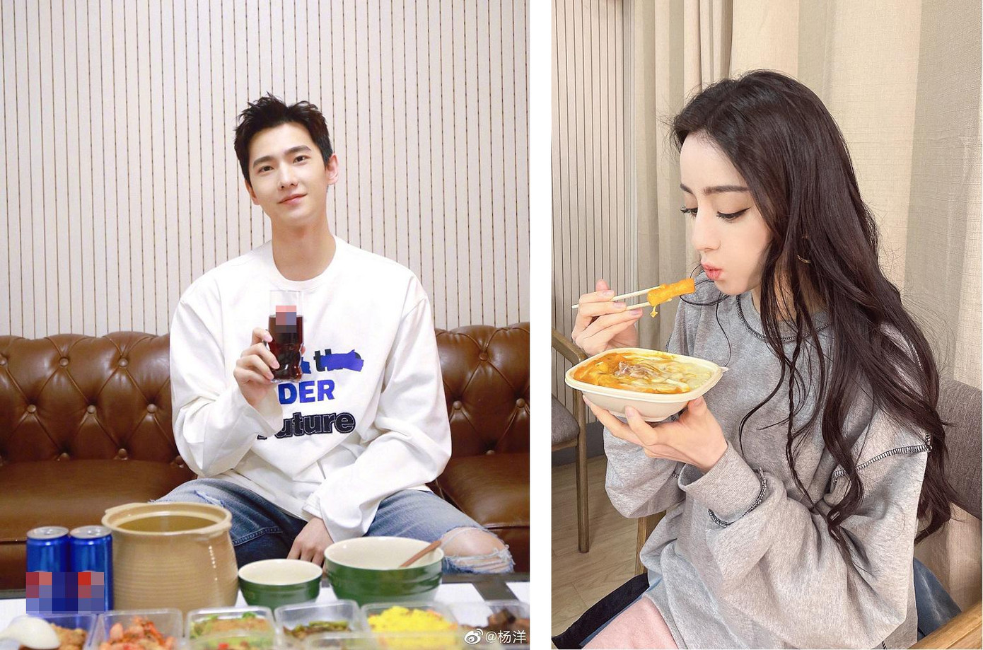 Mới đây, Nhiệt Ba và Dương Dương vướng nghi vấn sống chung khi cùng đăng ảnh khoe ăn uống. Dân mạng phát hiện, tấm rèm cửa sổ trong ảnh của hai ngôi sao giống hệt nhau. Sau đó, dân mạng lại &quot;soi&quot; ra loạt bằng chứng khác như đội mũ, đeo kính giống nhau...