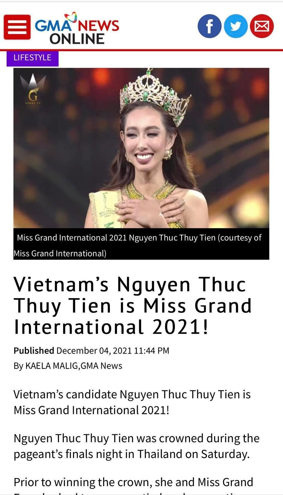 GMA Network là một trong những hãng tin quốc tế đầu tiên đưa tin về Thùy Tiên.