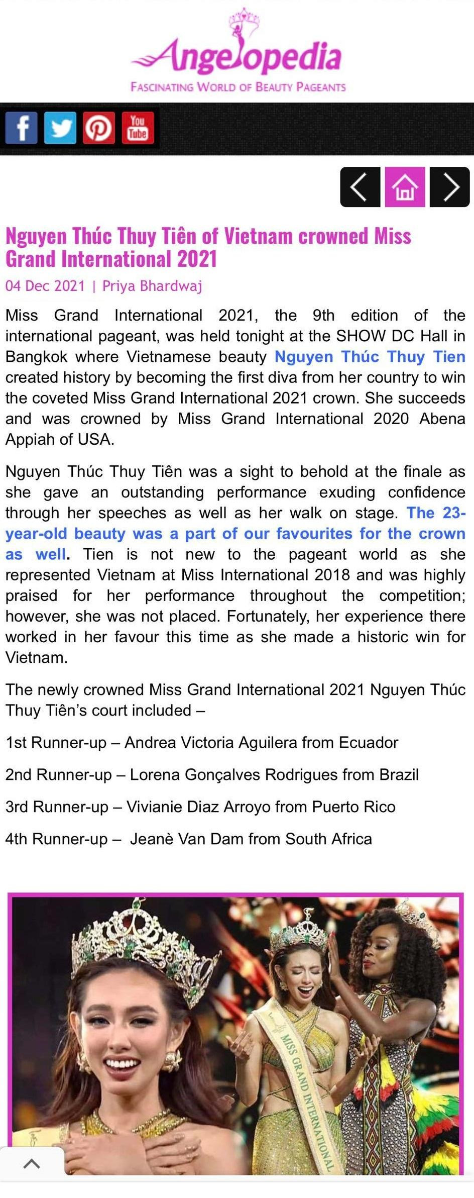 Chuyên trang Angelopedia phân tích kỹ về chiến thắng của Thùy Tiên.