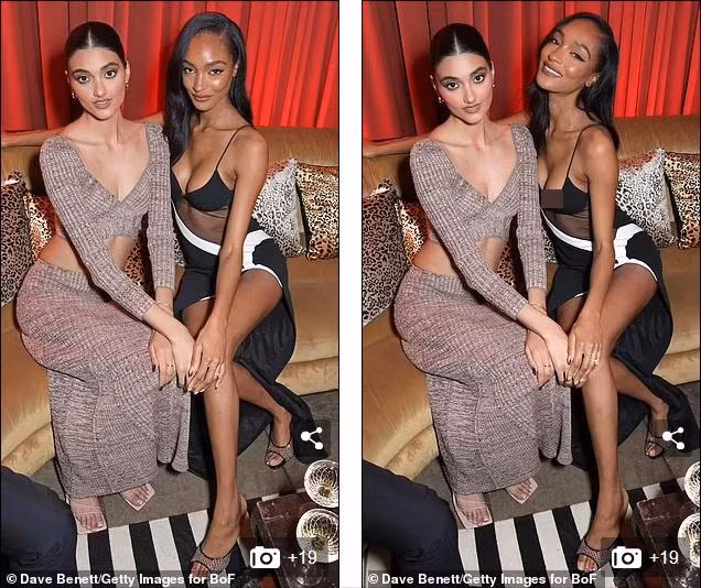 Dẫu vậy, Jourdan Dunn không mấy quan tâm, vẫn vô tư tạo dáng cùng người mẫu Neelam Gill.