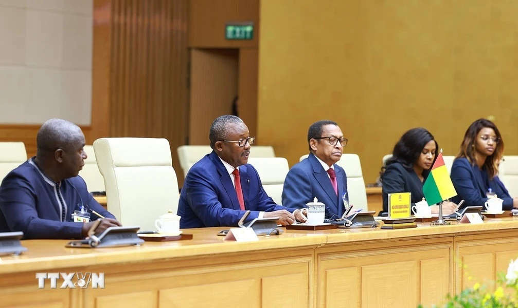 Tổng thống Cộng hòa Guinea-Bissau Umaro Sissoco Embaló phát biểu. (Ảnh: Dương Giang/TTXVN)