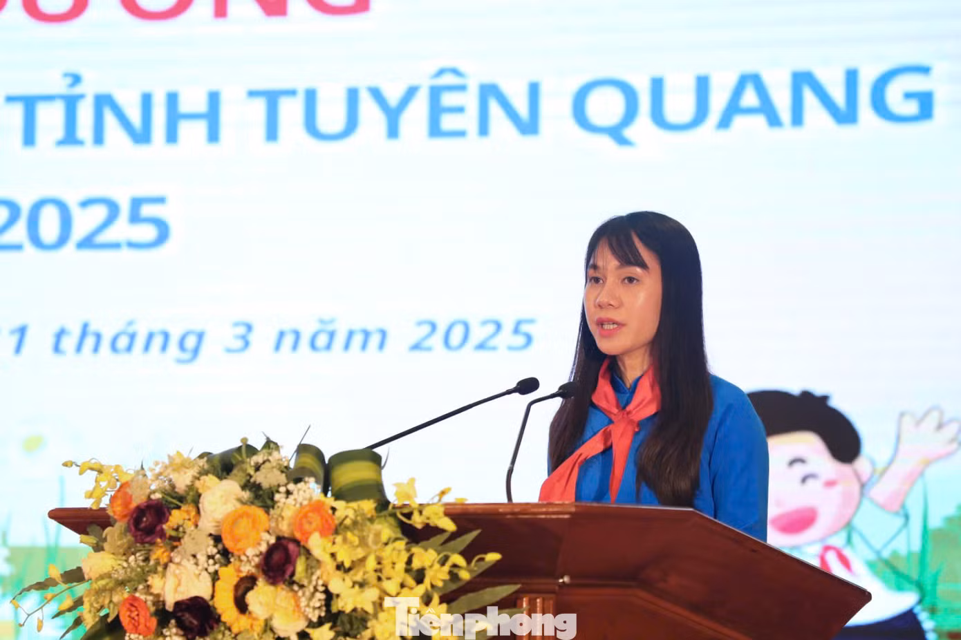 Phó Bí thư Tỉnh Đoàn, Chủ tịch Hội đồng Đội tỉnh Phạm Thị Kiều Trang phát biểu.