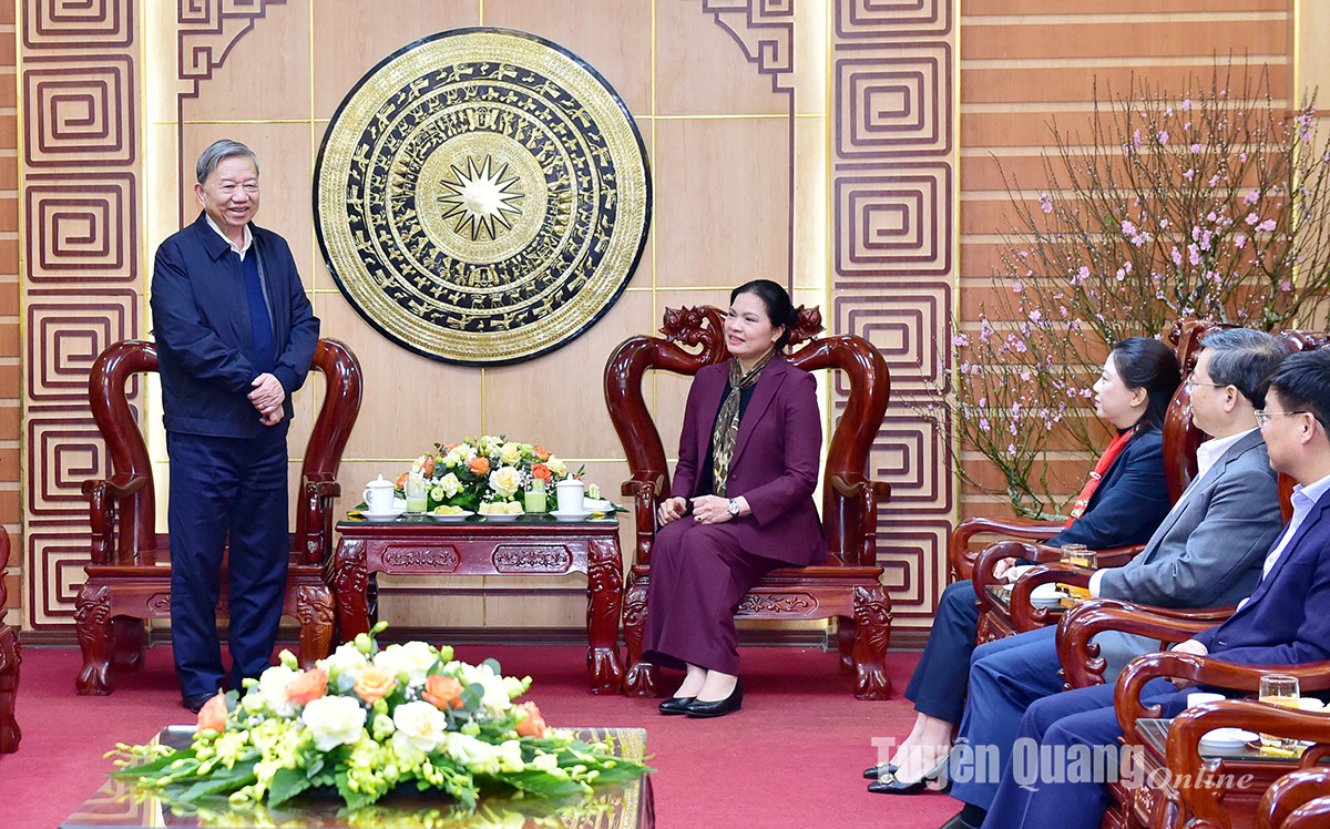 Tổng Bí thư Tô Lâm phát biểu tại buổi làm việc. Ảnh: Báo Tuyên Quang. Tổng Bí thư Tô Lâm phát biểu tại buổi làm việc. Ảnh: Báo Tuyên Quang.