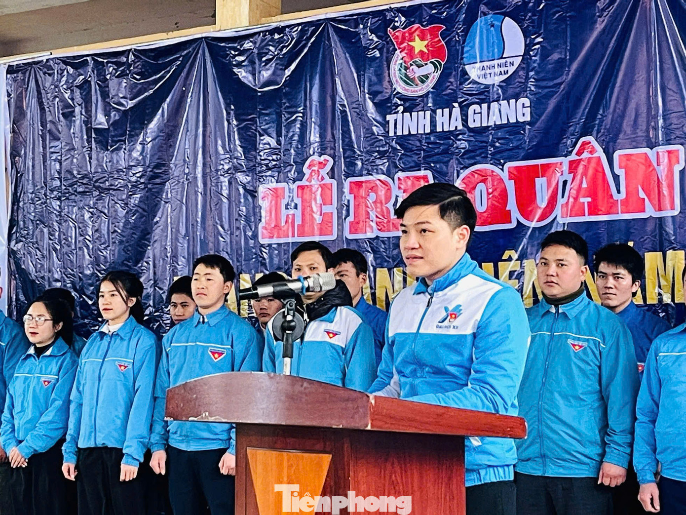 Bí thư Tỉnh Đoàn Hà Giang Nguyễn Hải Dương phát biểu tại Lễ ra quân.