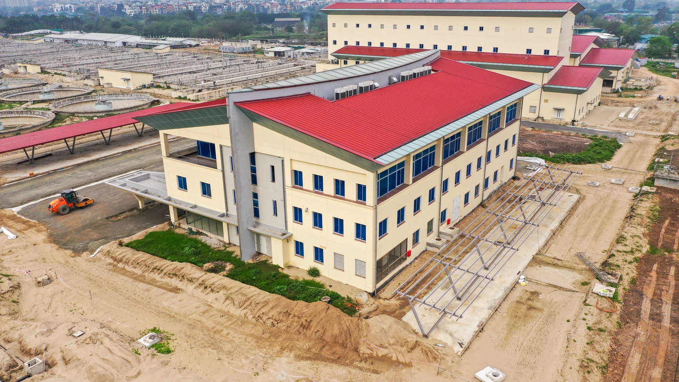 Nhà hành chính nhà máy xử lý nước thải Yên Xá.