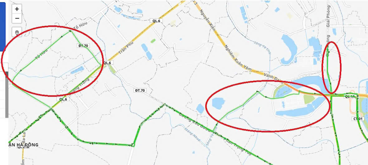Hành trình xe khách Thanh Phong BKS 18B-016.11 thực hiện sai. (Đoạn khoanh đỏ). Ảnh: Sở Giao thông Vận tải tỉnh Nam Định cung cấp.