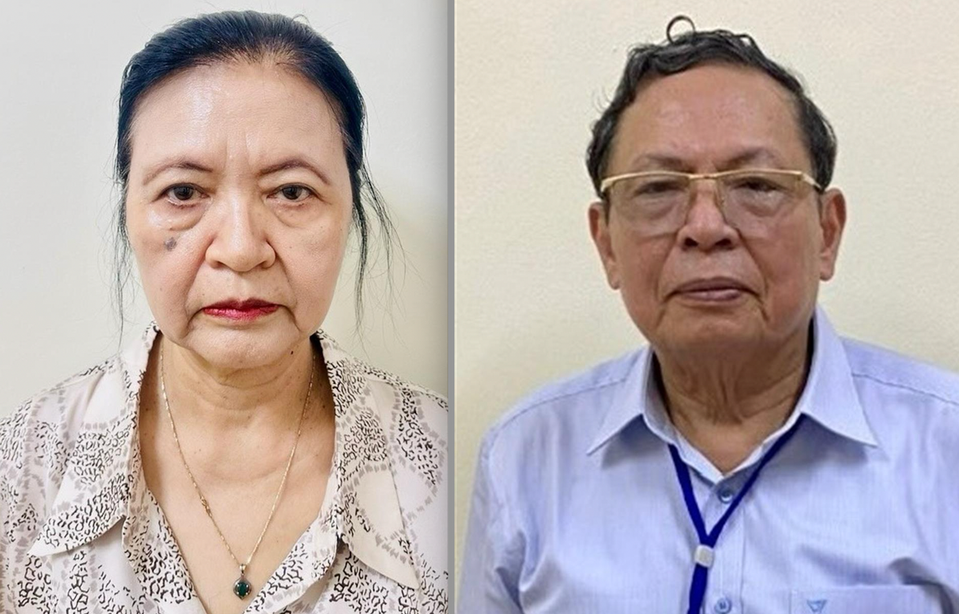 Bị can Trương Thị Nga (trái) và Lại Hồng Khánh.