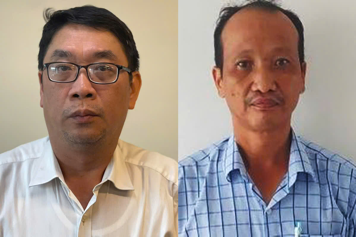 Bị can Đinh Minh Hiệp (trái) và Nguyễn Chí Thân tại cơ quan điều tra. Ảnh: Bộ Công an Bị can Đinh Minh Hiệp (trái) và Nguyễn Chí Thân tại cơ quan điều tra. Ảnh: Bộ Công an