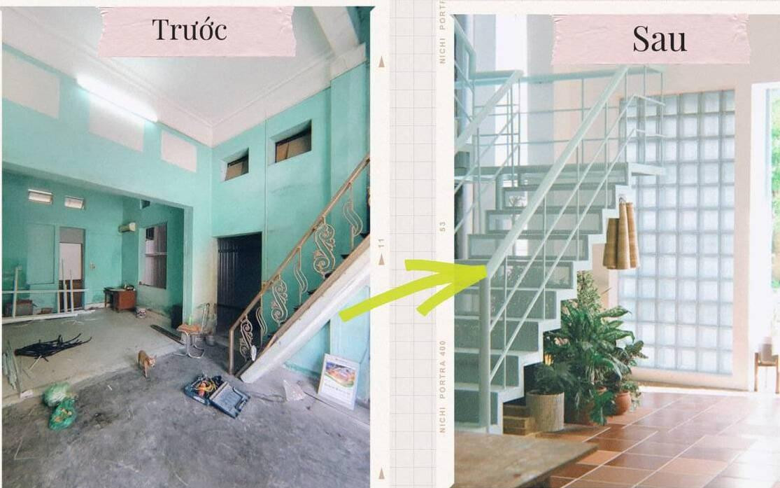 Cầu thang dốc đứng và gỉ sét đã được thay mới bằng cầu thang từ sắt và tôn đục lỗ đảm bảo an toàn khi di chuyển, giải quyết được vấn đề thiếu sáng của thiết kế ban đầu.