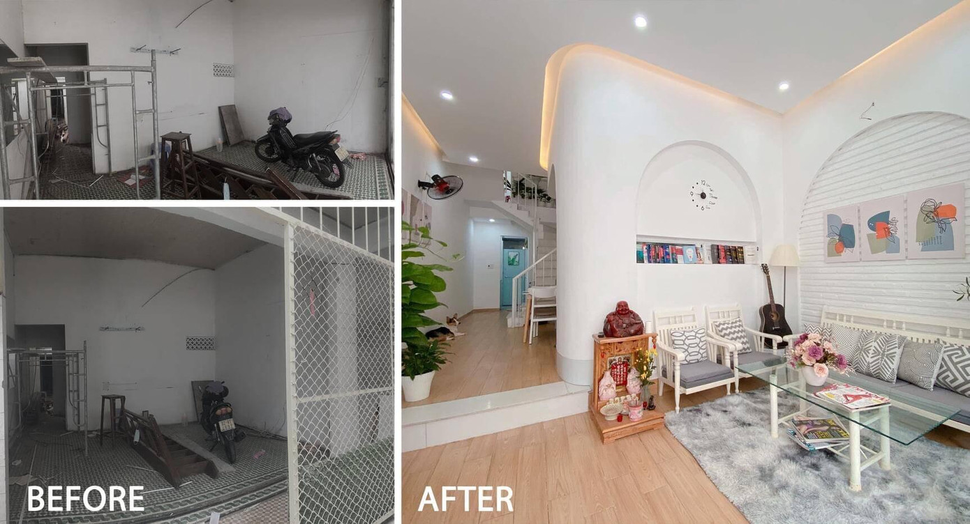 Sau 6 tháng xây dựng, ngôi nhà cấp 4 cũ nay đã trở thành căn nhà 3 tầng khang trang với thiết kế ấn tượng và lạ mắt.