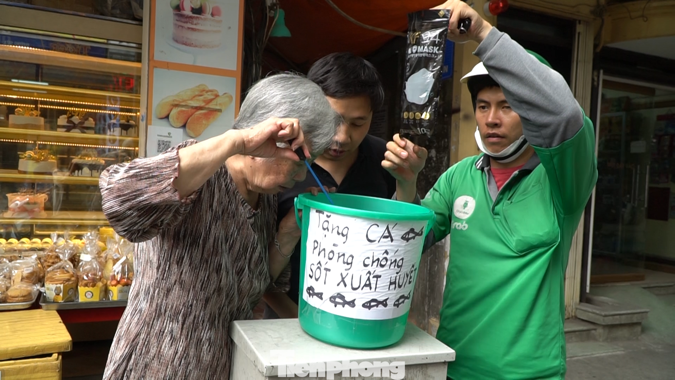 Mỗi ngày, có rất đông người đến nhận cá từ cụ Mỹ.