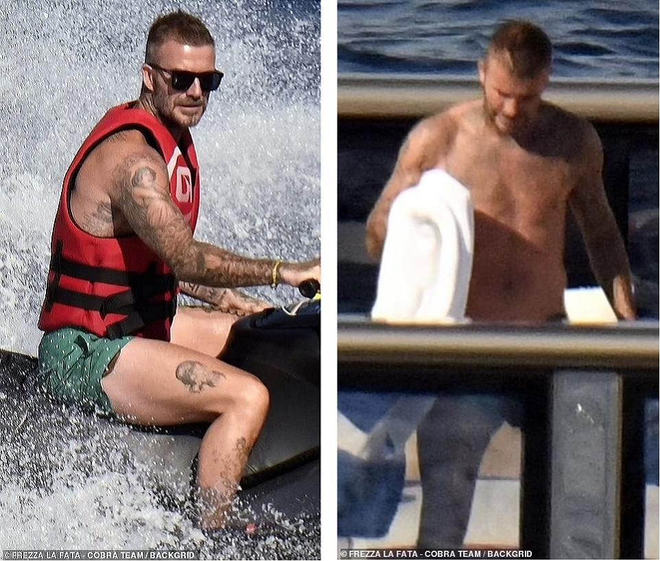 Không kém cạnh vợ, cựu danh thủ người Anh khoe thân hình rắn rỏi, cơ bắp. Ở tuổi 47, anh vẫn xứng đáng với danh hiệu một trong những người đàn ông quyến rũ nhất hành tinh. Thời gian chỉ khiến ông bố 4 con thêm hấp dẫn.