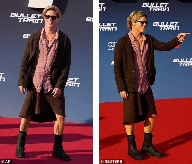 Tài tử sinh năm 1963 gây chú ý với phong cách thời trang khác lạ, bụi bặm. Anh phối áo sơ mi hồng, áo khoác nâu và chân váy dài đến gối với boot đen cùng mắt kính.