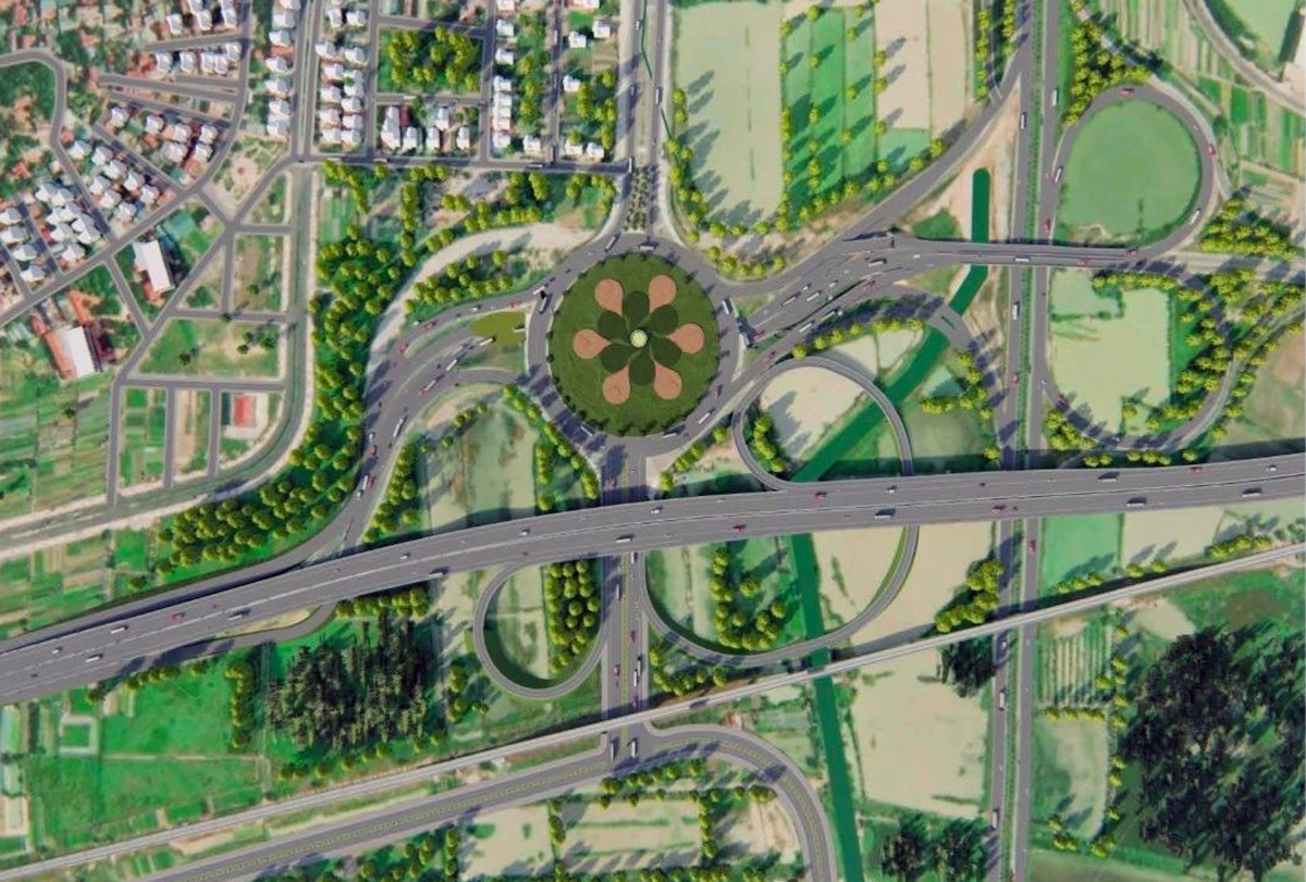 Phối cảnh nút giao đường Vành đai 4 ở phía Tây Nam, tỉnh Bắc Ninh. Nút giao này sẽ tạo điều kiện thuận lợi cho phát triển kinh tế - xã hội và đảm bảo khai thác hiệu quả tuyến đường Vành đai 4.