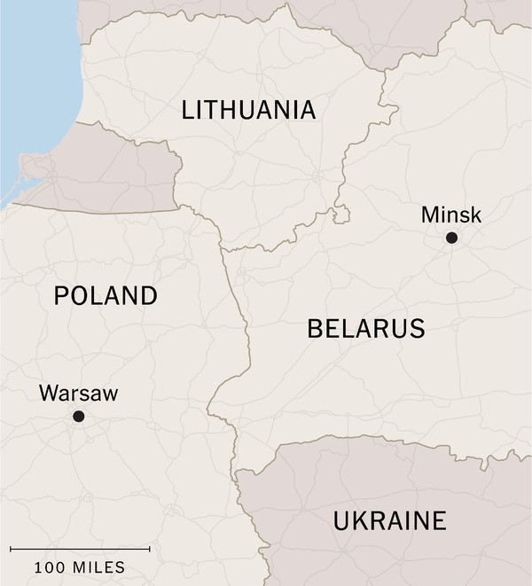 Ba Lan giáp cả Belarus và Ukraine. Đồ họa: NY Times Ba Lan giáp cả Belarus và Ukraine. Đồ họa: NY Times
