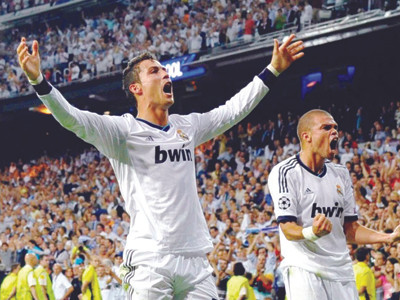 Các cầu thủ Real Madrid thường ăn mừng bàn thắng vào cuối trận ở mùa giải. năm nay Ảnh: Getty Images