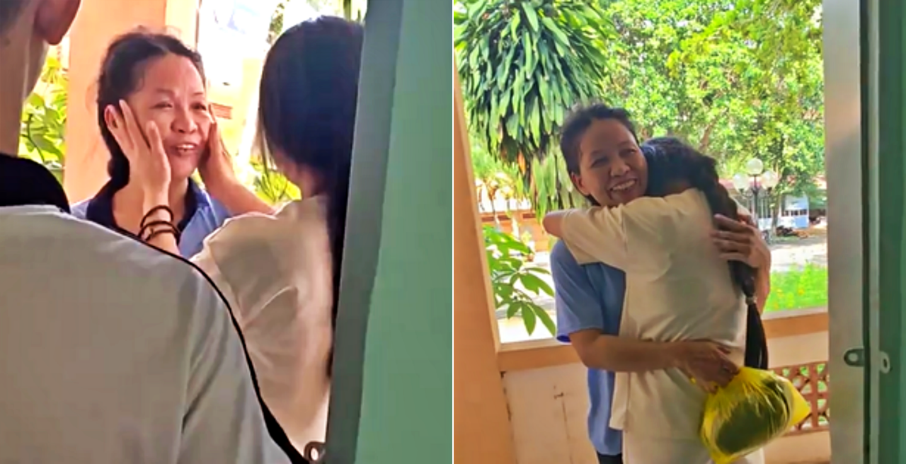 Sau 3 tháng, Hương xúc động vỡ òa khi tìm thấy mẹ. Ảnh: Nhân vật cung cấp