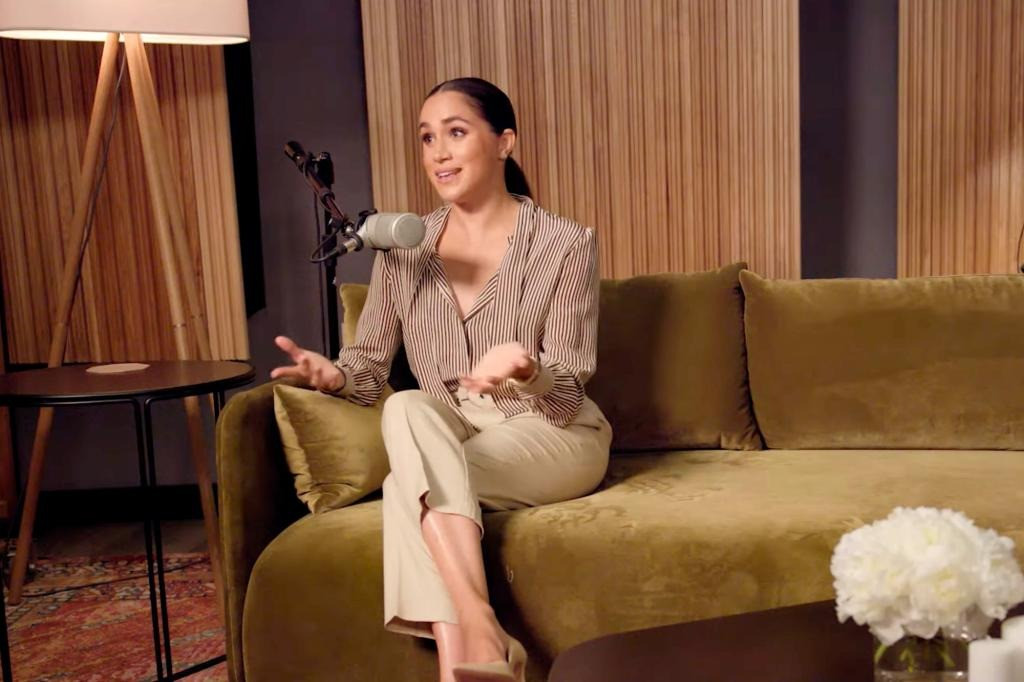 Meghan Markle bị tố giả mạo phỏng vấn trên podcast. Ảnh: Spotify. Meghan Markle bị tố giả mạo phỏng vấn trên podcast. Ảnh: Spotify.
