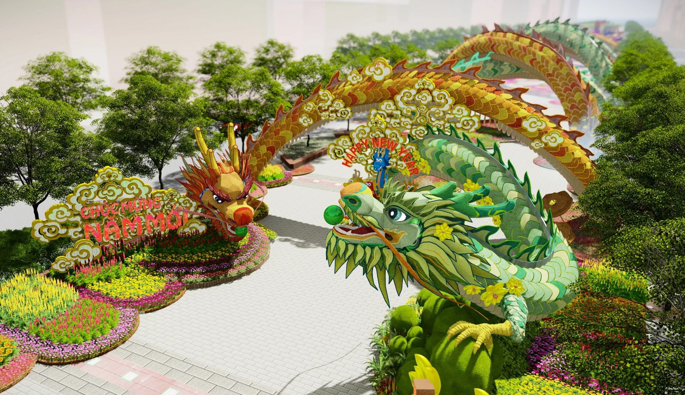 Mô hình Rồng tại Đường Hoa Nguyễn Huệ Xuân 2024 (Anh BTC cung cấp)
