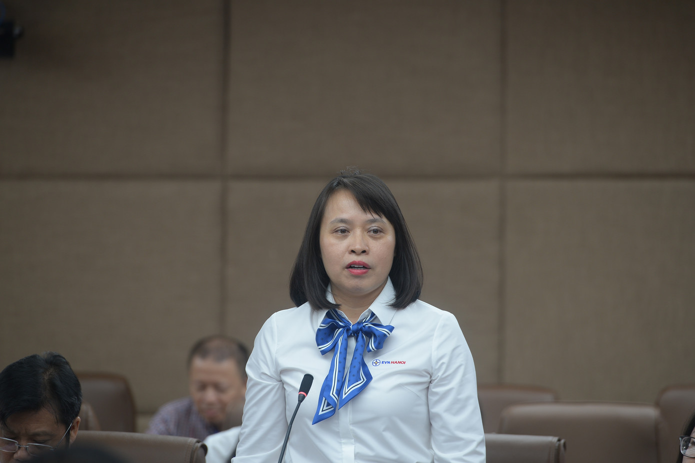 Bà Tô Lan Phương - Trưởng Ban kinh doanh EVNHANOI chia sẻ nội dung thay đổi lịch ghi công tơ điện sẽ áp dụng vào tháng 11 tới tại 21 quận, huyện