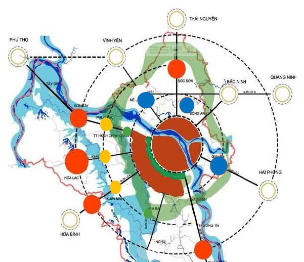 Quy hoạch Thủ đô Hà Nội với các đô thị vệ tinh Quy hoạch Thủ đô Hà Nội với các đô thị vệ tinh