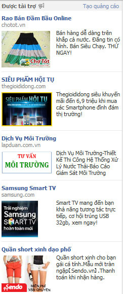 Rất nhiều sản phẩm được quảng cáo trên facebook