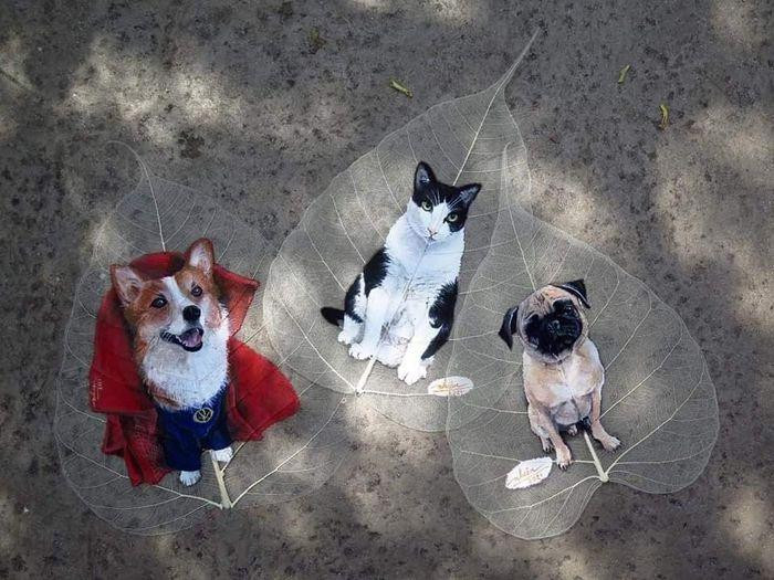 Những chiếc xương lá bồ đề mang một sức sống khác hẳn qua nét vẽ.