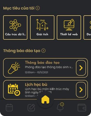 Ứng dụng SUP-Connect cho phép sinh viên đặt ra mục tiêu điểm số và AI phân tích, đưa ra lời khuyên để hoàn thành.