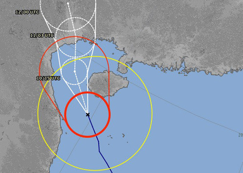 Cơ quan khí tượng Nhật Bản dự báo hướng đi của bão Haiyan sẽ đổ bộ vào khu vực Đông Bắc Bộ