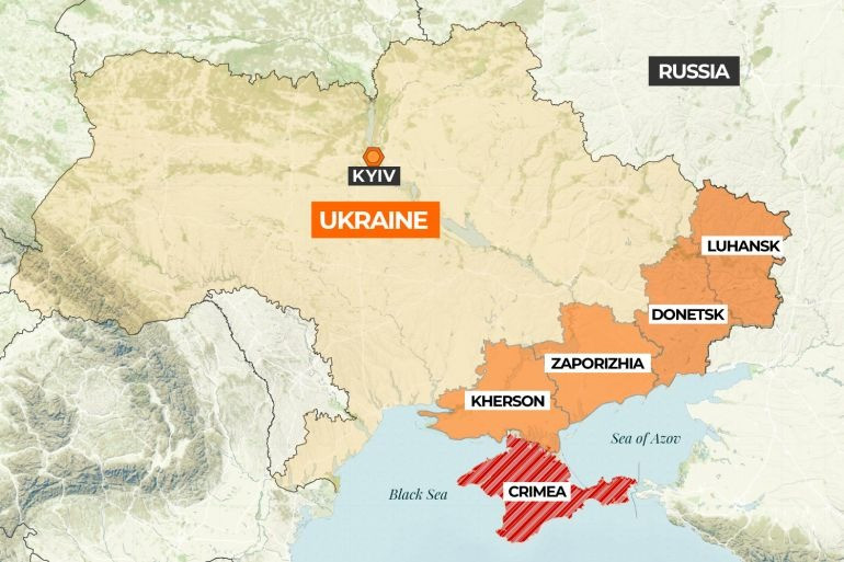 Phía nam Ukraine giáp Biển Đen. (Bản đồ: Al Jazeera) Phía nam Ukraine giáp Biển Đen. (Bản đồ: Al Jazeera)
