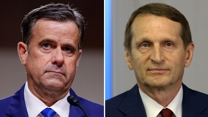 Ông John Ratcliffe (trái) và ông Sergei Naryshkin (phải). (Ảnh: Getty Images)