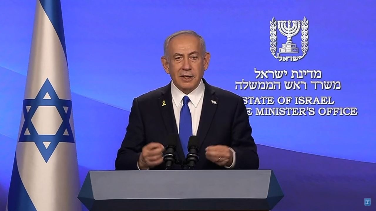 Thủ tướng Israel Benjamin Netanyahu trong bài phát biểu ngày 23/6. (Ảnh: CNN)