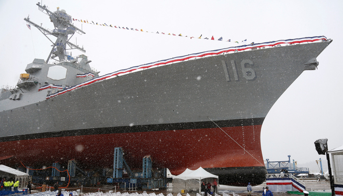 Tàu khu trục USS Thomas Hudner của Hải quân Mỹ. (Ảnh: AP) Tàu khu trục USS Thomas Hudner của Hải quân Mỹ. (Ảnh: AP)