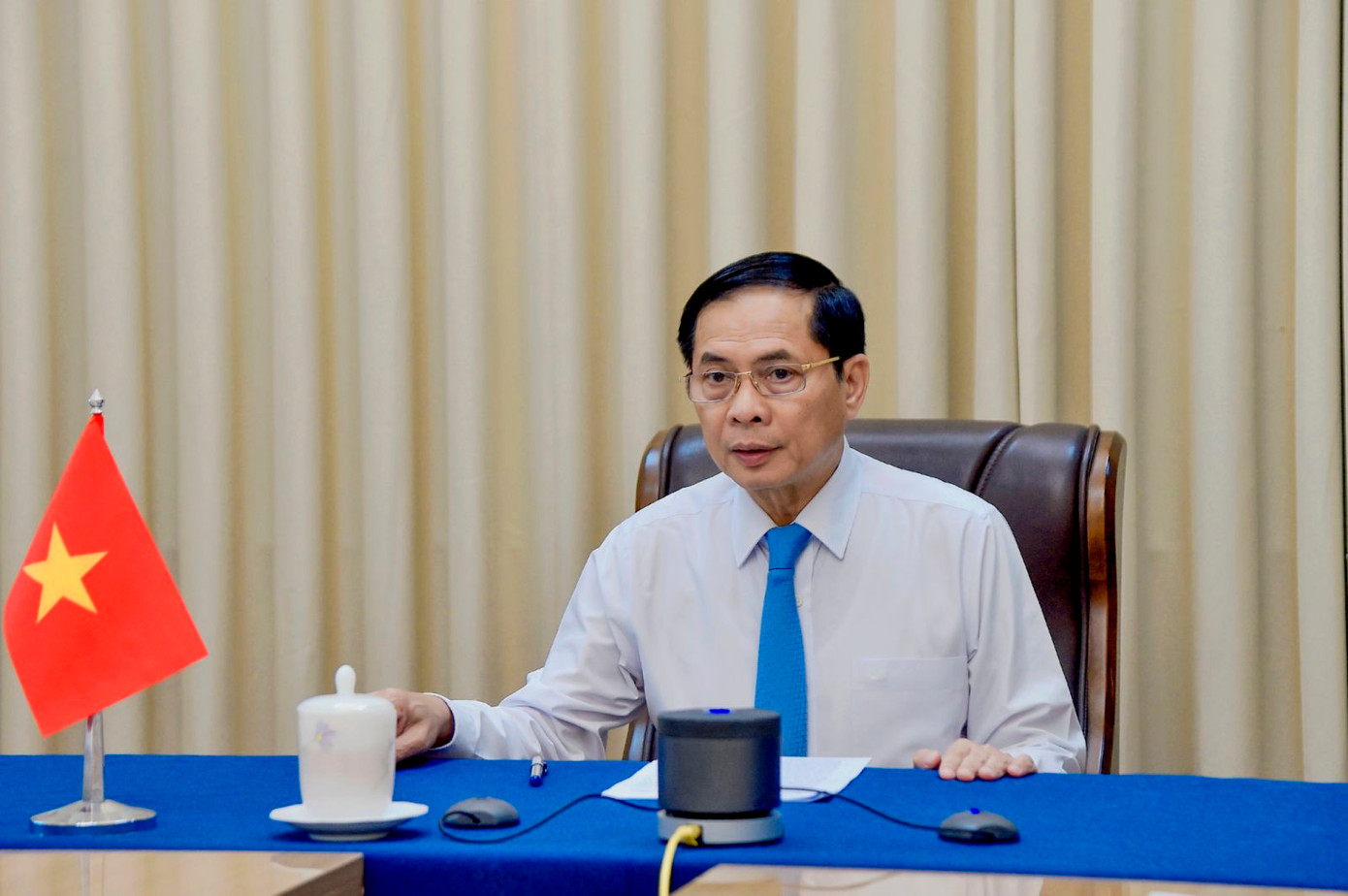 Phó Thủ tướng, Bộ trưởng Ngoại giao Bùi Thanh Sơn trong cuộc điện đàm với người đồng cấp Đức Johann Wadephul. Ảnh: Mofa.