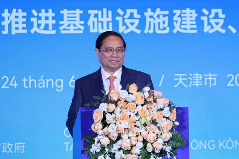 Thủ tướng Phạm Minh Chính phát biểu tại Diễn đàn Kết nối doanh nghiệp Việt Nam - Trung Quốc. Ảnh: VGP Thủ tướng Phạm Minh Chính phát biểu tại Diễn đàn Kết nối doanh nghiệp Việt Nam - Trung Quốc. Ảnh: VGP