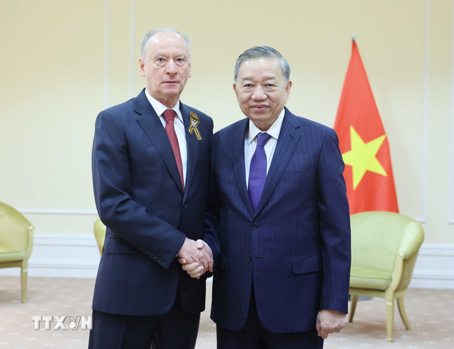 Tổng Bí thư Tô Lâm tiếp Chủ tịch Hội đồng Biển Nikolai Patrusev. Ảnh: TTXVN Tổng Bí thư Tô Lâm tiếp Chủ tịch Hội đồng Biển Nikolai Patrusev. Ảnh: TTXVN