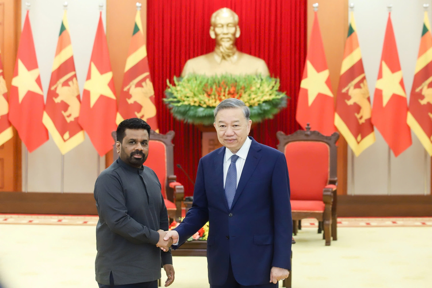 Tổng Bí thư Tô Lâm tiếp Tổng thống Sri Lanka Anura Kumara Dissanayaka. Ảnh: Nhật Minh. Tổng Bí thư Tô Lâm tiếp Tổng thống Sri Lanka Anura Kumara Dissanayaka. Ảnh: Nhật Minh.