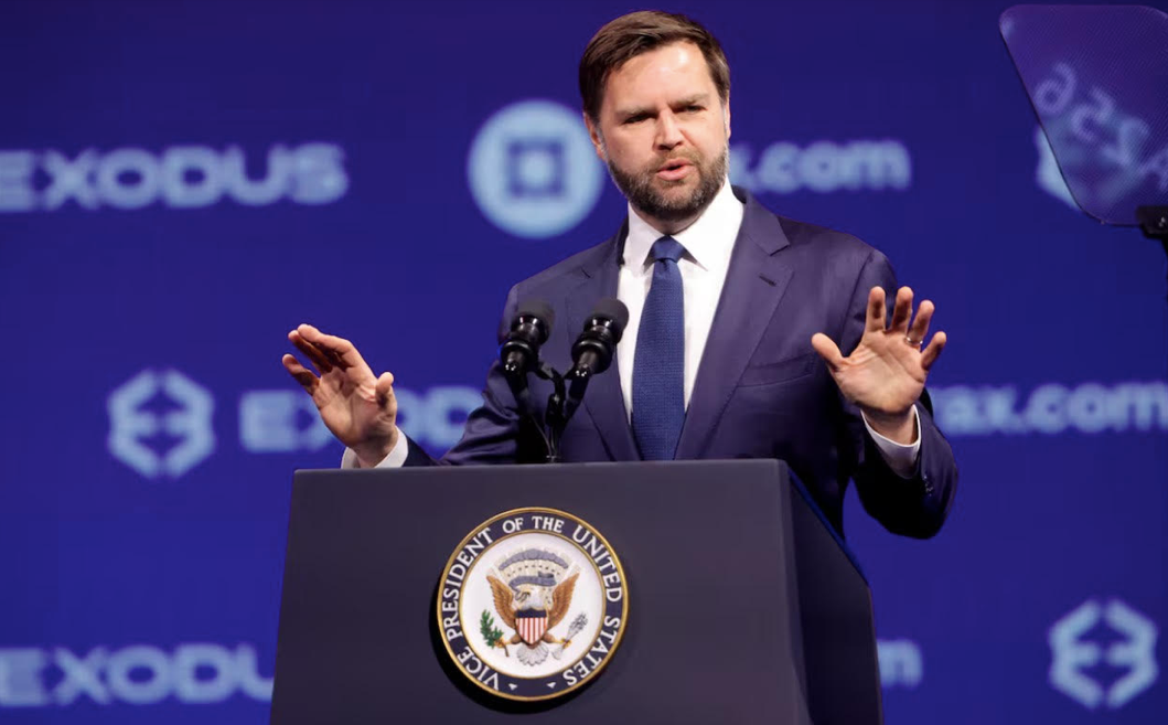 Phó Tổng thống Mỹ JD Vance phát biểu tại Hội nghị Bitcoin ngày 28/5. (Ảnh: Reuters)