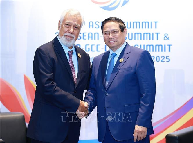 Thủ tướng Phạm Minh Chính trong cuộc gặp Thủ tướng Timor-Leste Xanana Gusmao. Ảnh: TTXVN